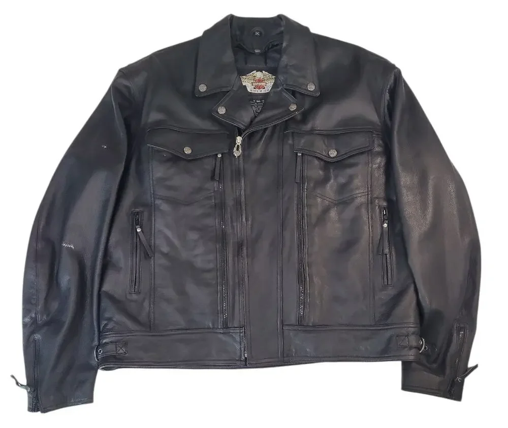 VTG Y2K Harley Davidson Black Leather Jacket 3XL Biker Motorcyle USA American